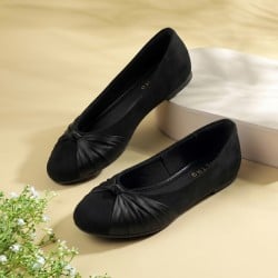 Women Black-suede Casual Ballerinas
