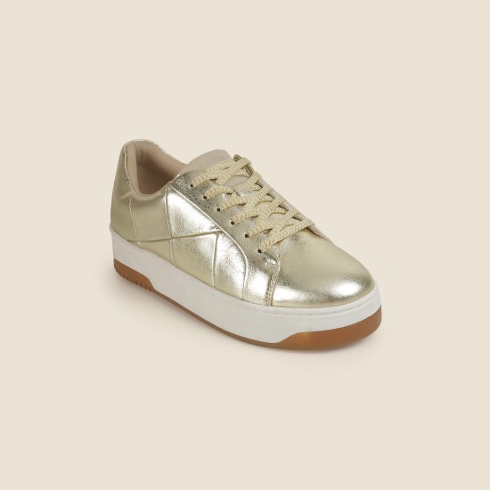 Women Gold Casual Sneakers