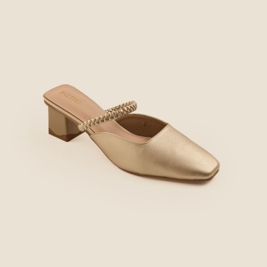 Women Gold Formal Slip Ons