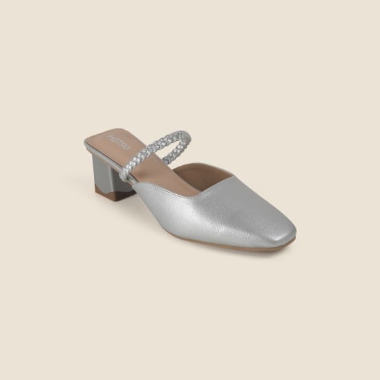 Women Silver Formal Slip Ons