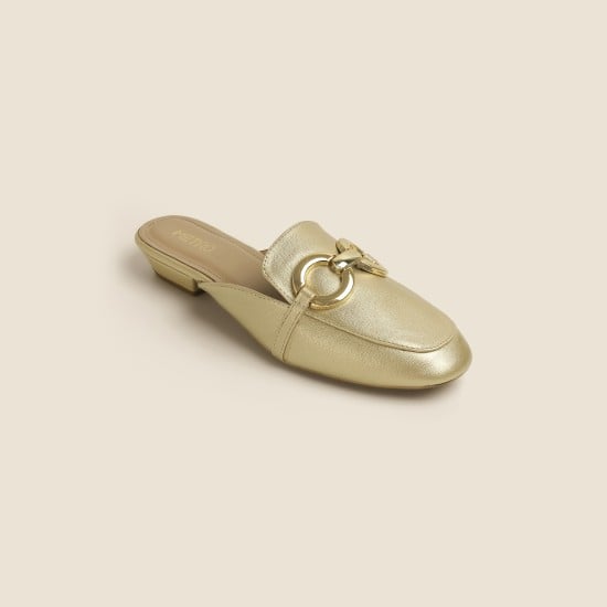 Women Gold Party Slip Ons