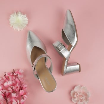 Metro Women Silver Party Slip Ons(SKU: 31-842-27-36)