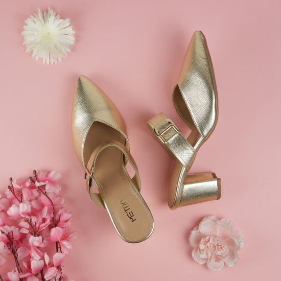 Women Gold Party Slip Ons