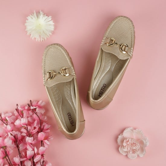 Women Gold Casual Loafers