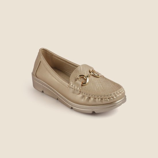 Women Gold Casual Loafers