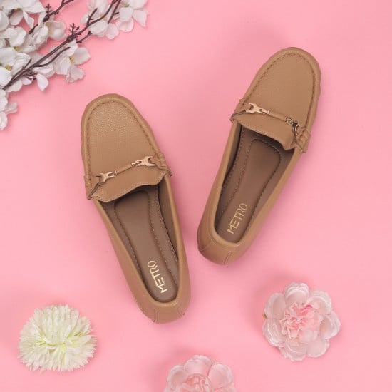 Women Beige-red Casual Ballerinas