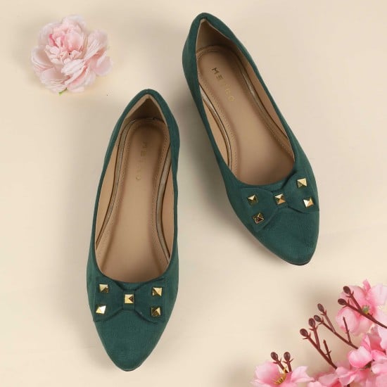 Women Green Casual Ballerinas