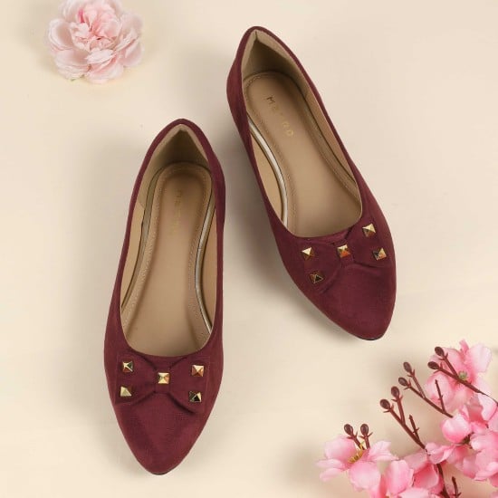 Women Maroon Casual Ballerinas