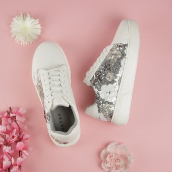 Metro Women Silver Casual Sneakers(SKU: 31-884-27-36)