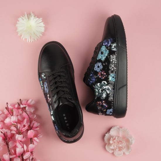 Women Black Casual Sneakers
