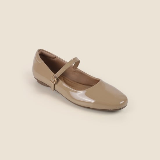 Women Mary-Janes Beige Casual Ballerinas