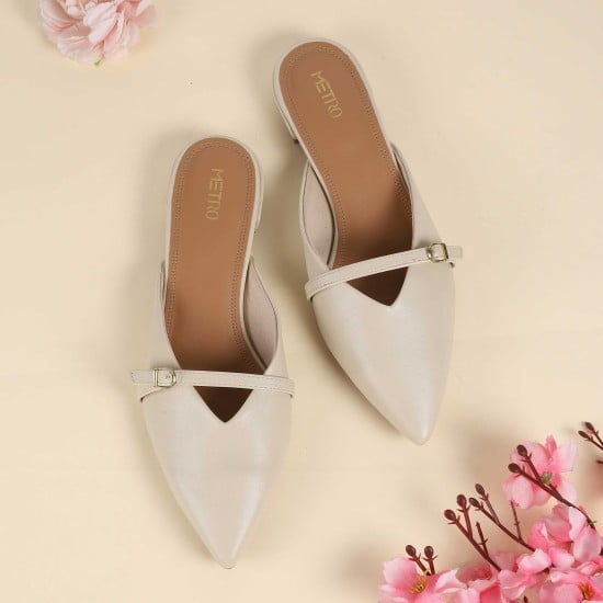 Women Beige Formal Slip Ons