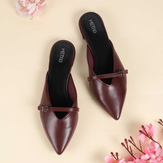 Women Maroon Formal Slip Ons