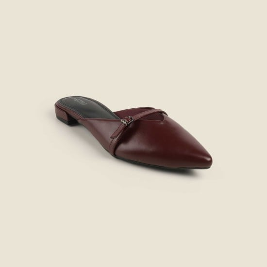 Women Maroon Formal Slip Ons