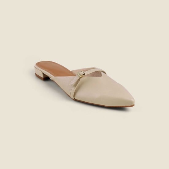 Women Beige Formal Slip Ons