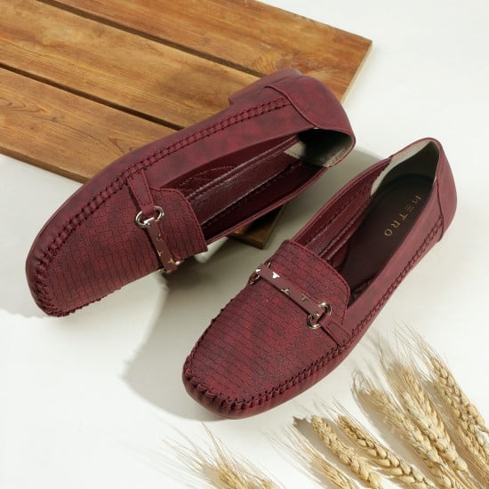 Women Maroon Casual Ballerinas