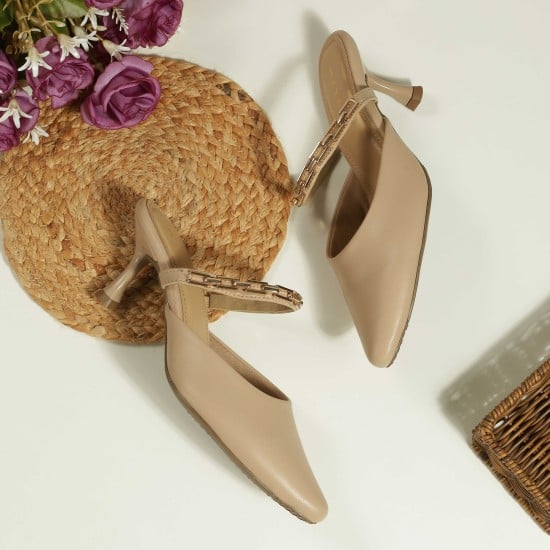 Women Beige Formal Sandals