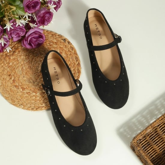 Women Mary-Janes Black Casual Ballerinas
