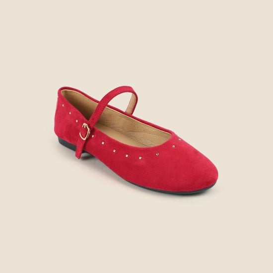 Women Mary-Janes Red Casual Ballerinas