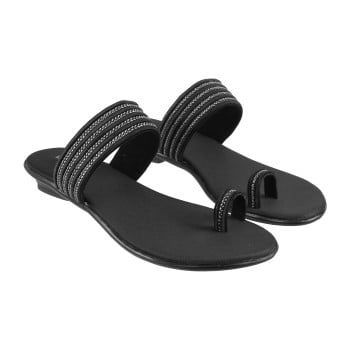 Walkway Women Black Ethnic Slip Ons(SKU: 32-1008-11-38)