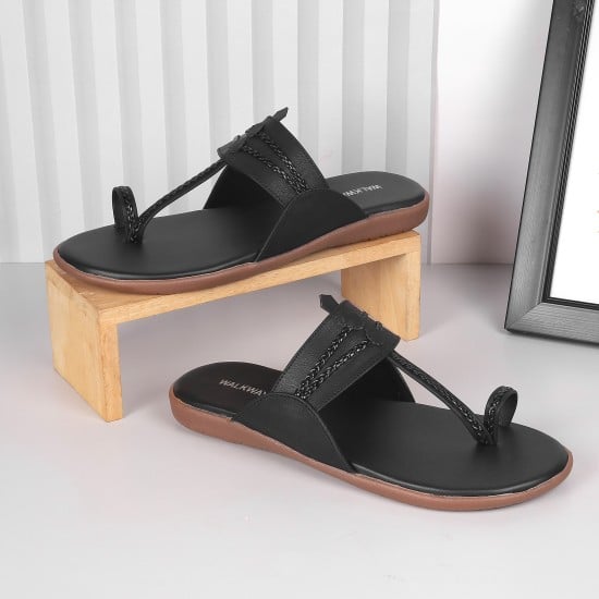 Women Black Ethnic Kolhapuris