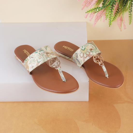 Women Gold Casual Slippers