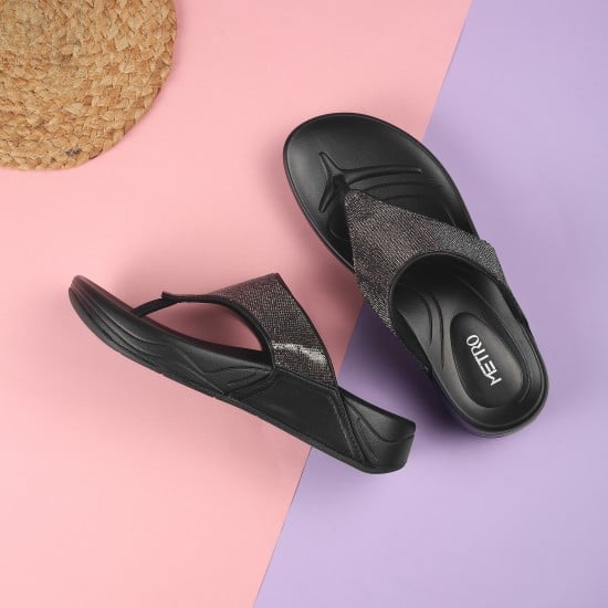 Women Black Casual Slippers