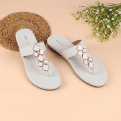 Women White Casual Slippers
