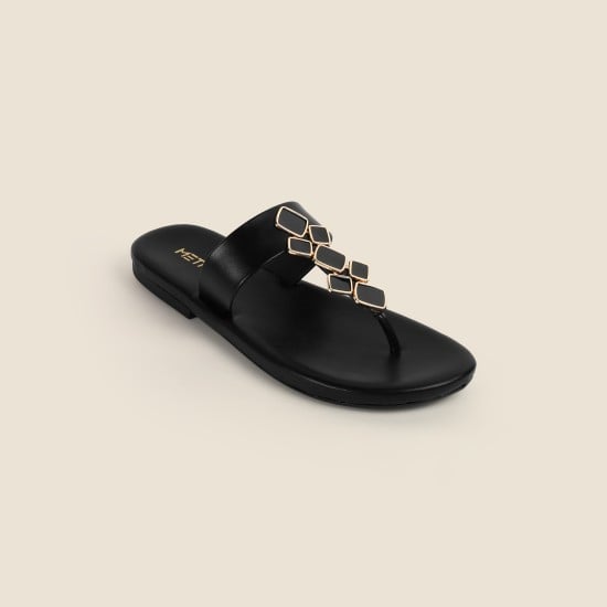 Women Black Casual Slippers