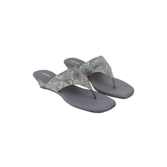 Women Grey Ethnic Slip Ons