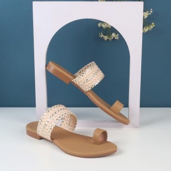 Walkway Women Beige Ethnic Slip Ons(SKU: 32-1102-20-36)