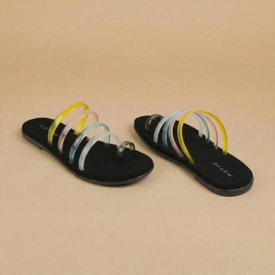 Women Black-multi Casual Slip Ons