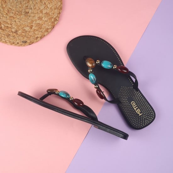 Women Black Casual Slippers