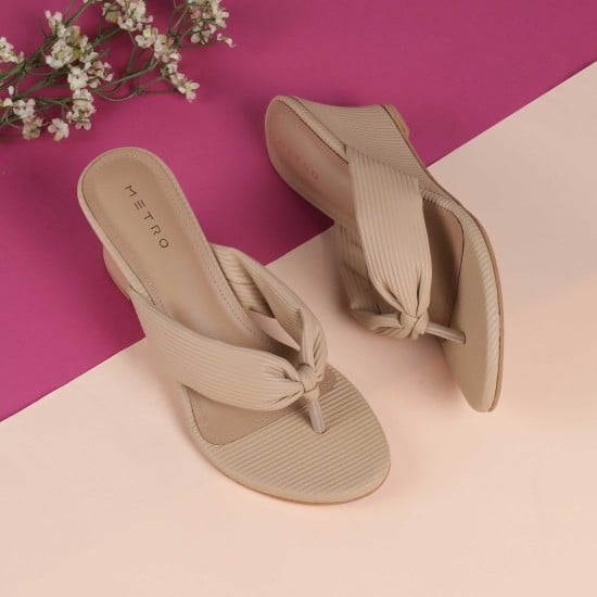 Women Beige Casual Slip Ons
