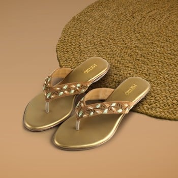 Metro Women Antic-gold Casual Slip Ons(SKU: 32-1136-28-36)