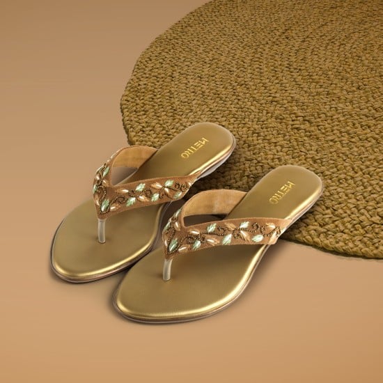 Women Antic-gold Casual Slip Ons