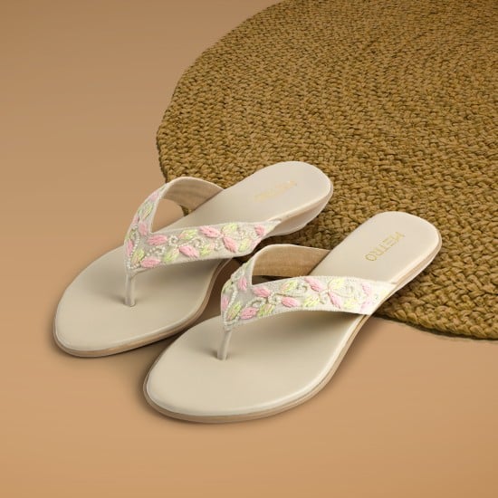 Women Beige-red Casual Slip Ons