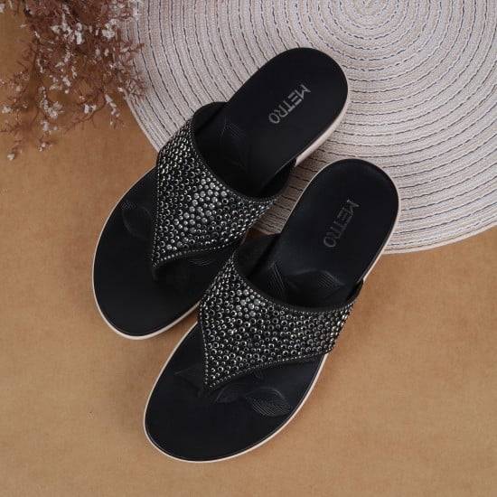Women Black Casual Slippers