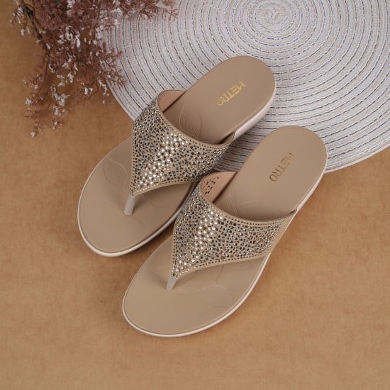 Women Beige Casual Slippers