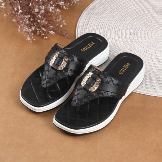 Women Black Casual Slippers