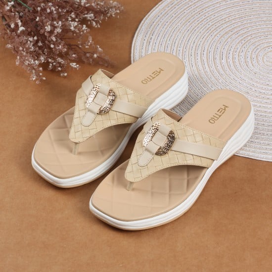 Women Beige Casual Slippers
