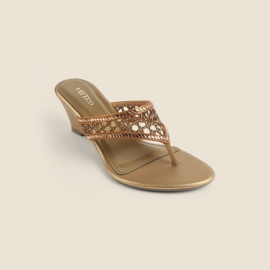 Women Antic-gold Ethnic Slip Ons