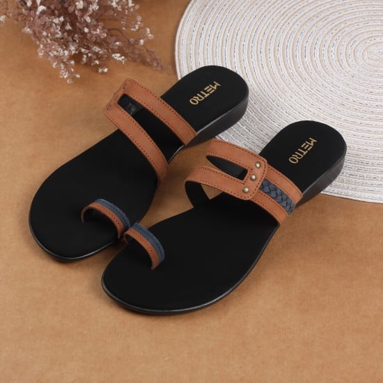 Women Tan Casual Slippers
