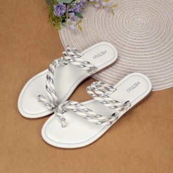 Metro Women White Ethnic Slip Ons(SKU: 32-1180-16-37)