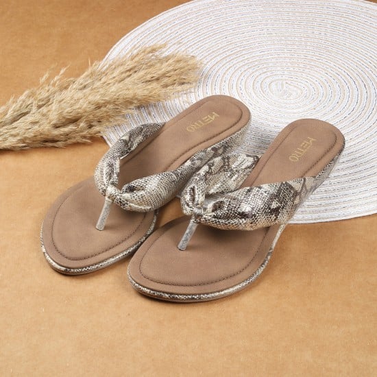 Women Gold Casual Slippers