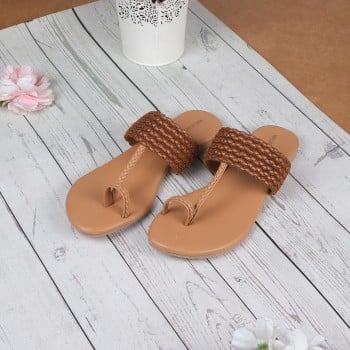 Walkway Women Tan Ethnic Slip Ons(SKU: 32-1197-23-37)