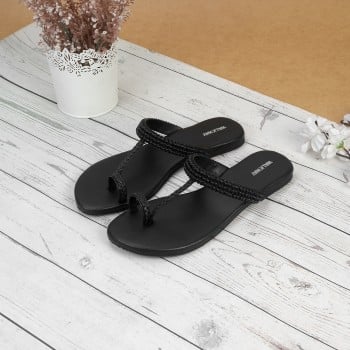 Walkway Women Black Ethnic Slippers(SKU: 32-1198-11-36)
