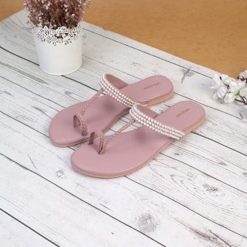 Walkway Women Peach Ethnic Slippers(SKU: 32-1198-80-37)