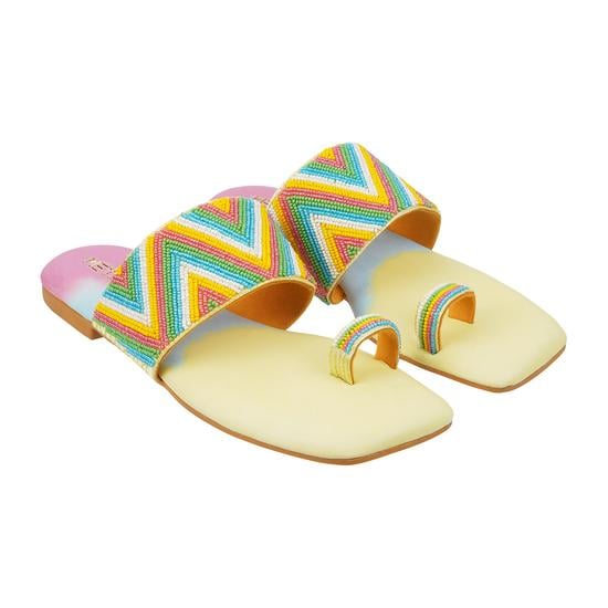 Women Yellow Ethnic Slip Ons