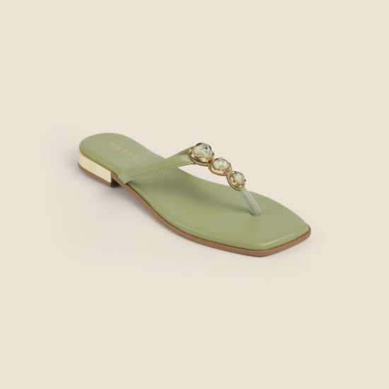 Women Green Casual Slippers